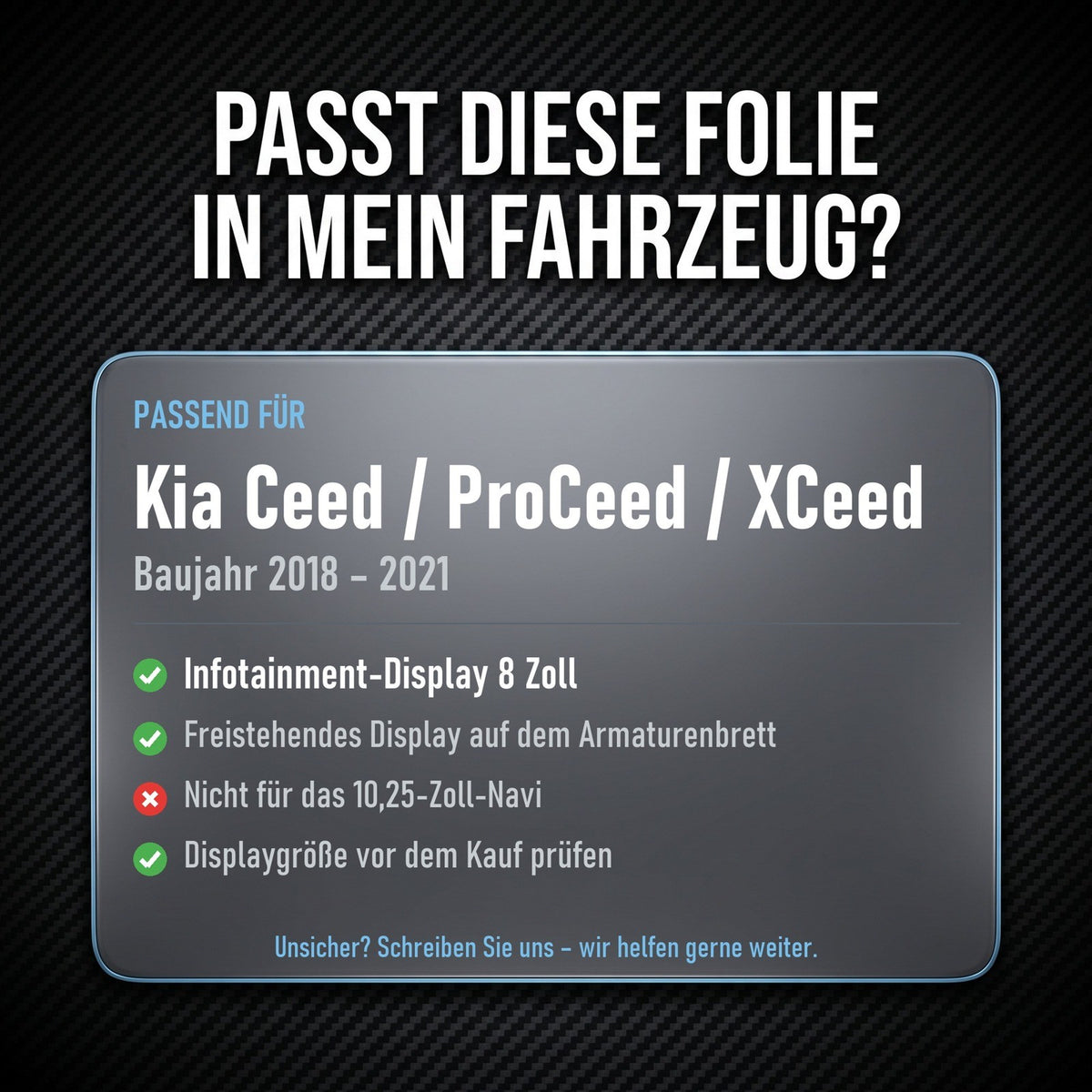 Displayschutzfolie Matt für Kia Ceed ProCeed XCeed 2018-2021 8 Zoll Navi