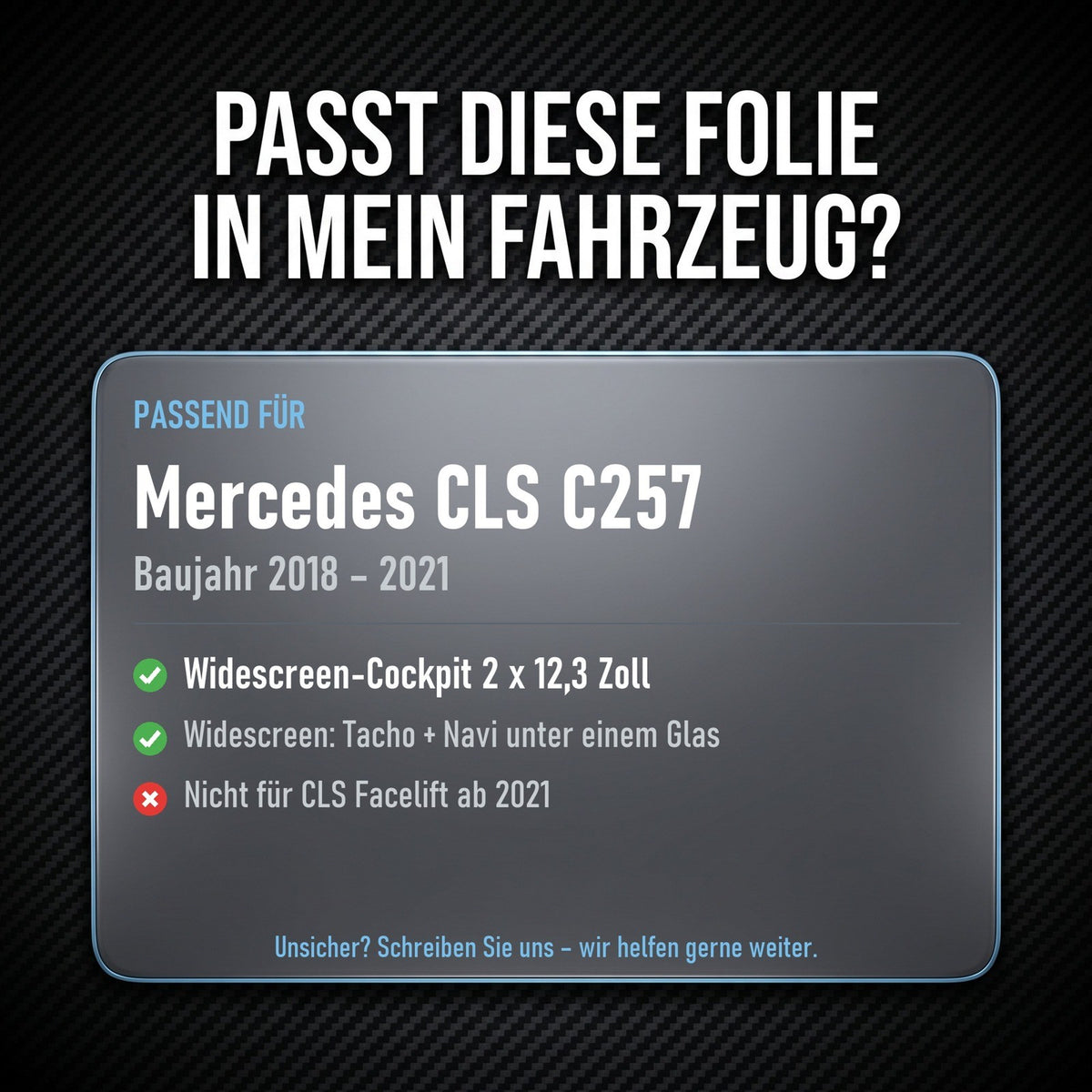Displayschutzfolie Matt für Mercedes CLS C257 2018-2021 Widescreen 12,3 Zoll