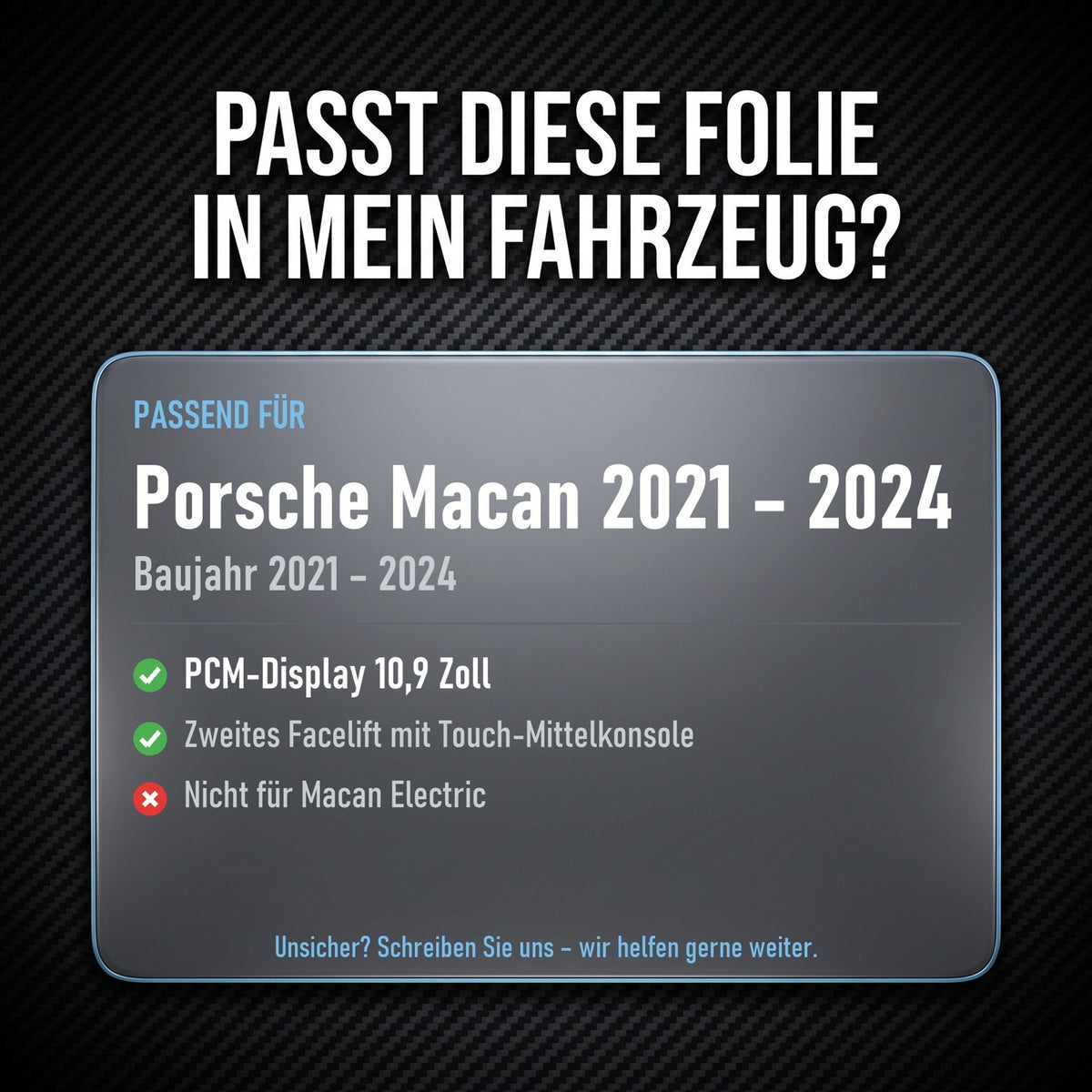 Displayschutzfolie Matt für Porsche Macan 95B 2021-2024 10,9 Zoll PCM Navi