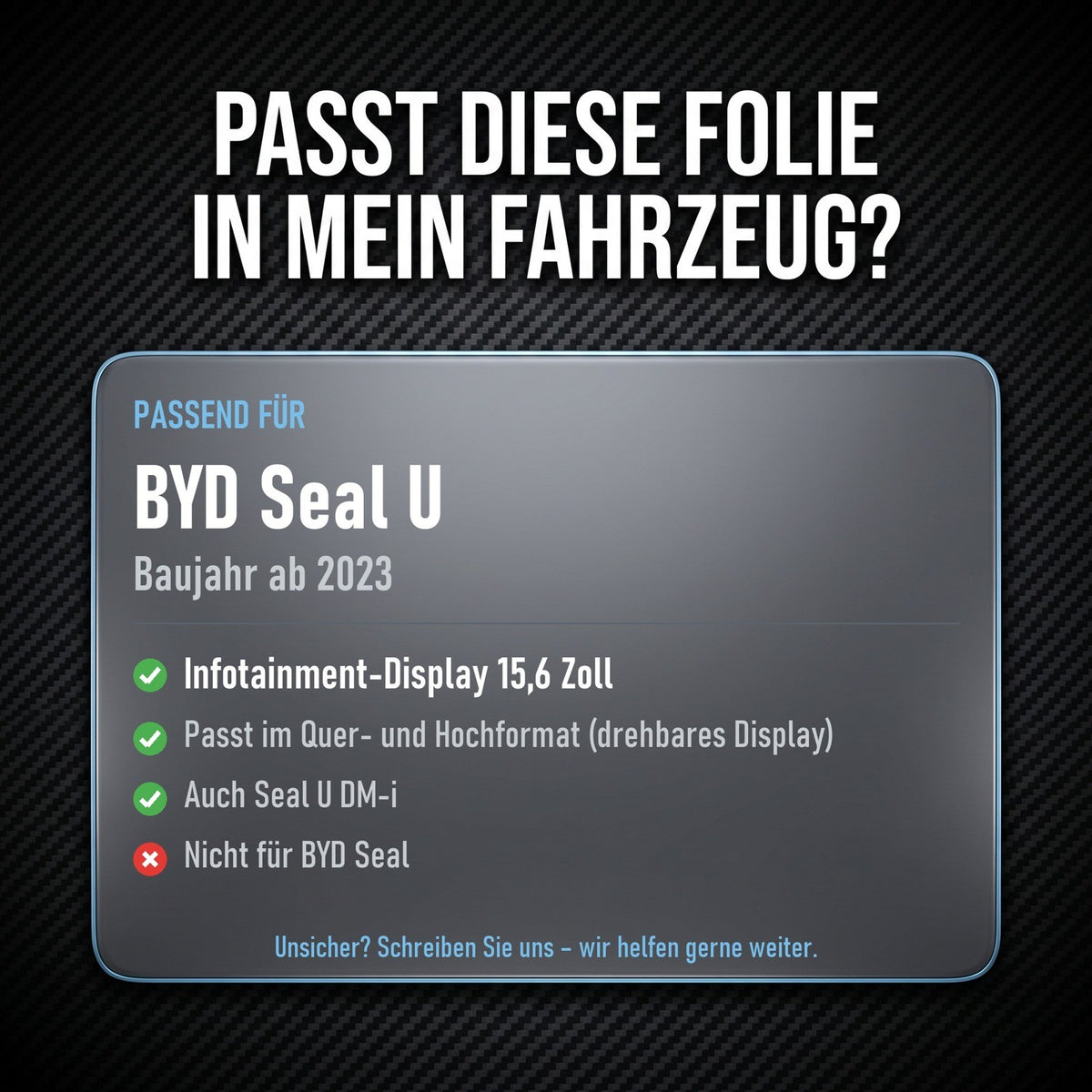 Displayschutzfolie Matt für BYD Seal U ab 2023 15,6 Zoll Navi Anti-Fingerprint