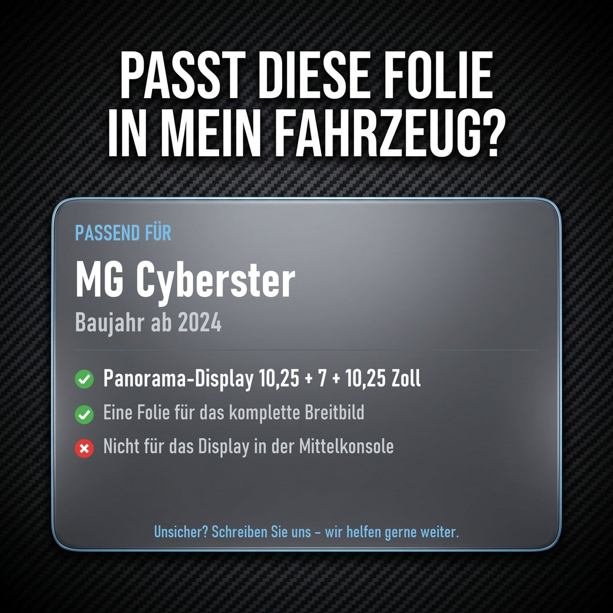 Displayschutzfolie Matt für MG Cyberster ab 2024 Panorama Display Entspiegelt
