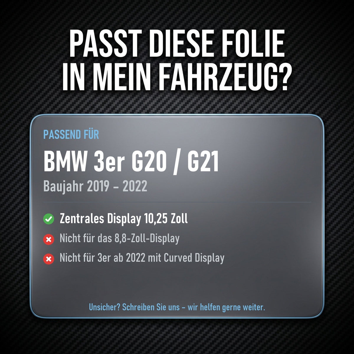 Displayschutzfolie Matt für BMW 3er G20 G21 2019-2022 10,25 Zoll Entspiegelt