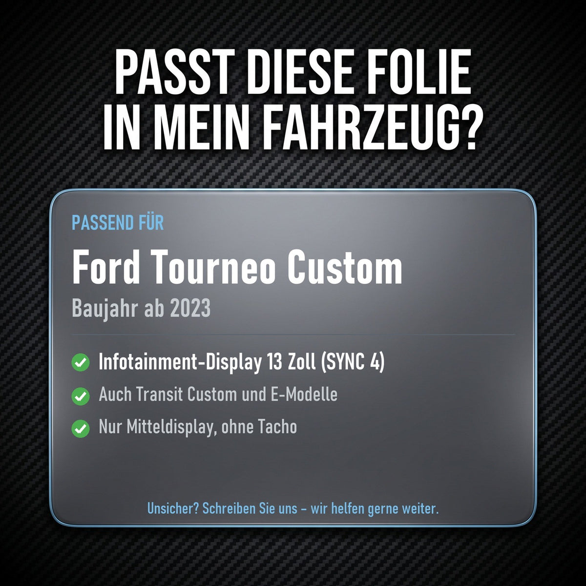 Displayschutzfolie Matt für Ford Tourneo Transit Custom ab 2023 13 Zoll Navi