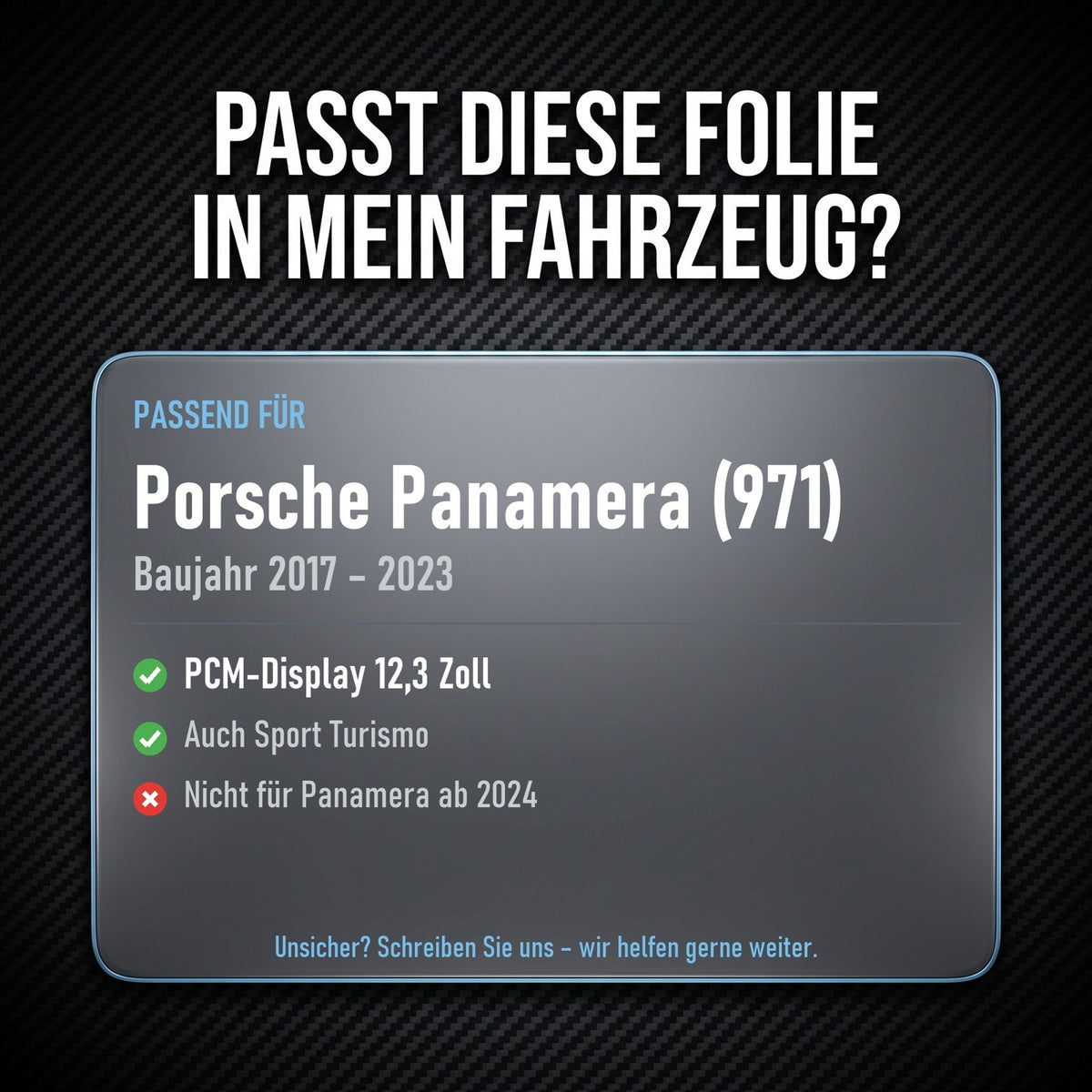 Displayschutzfolie Matt für Porsche Panamera 971 2017-2023 12,3 Zoll PCM