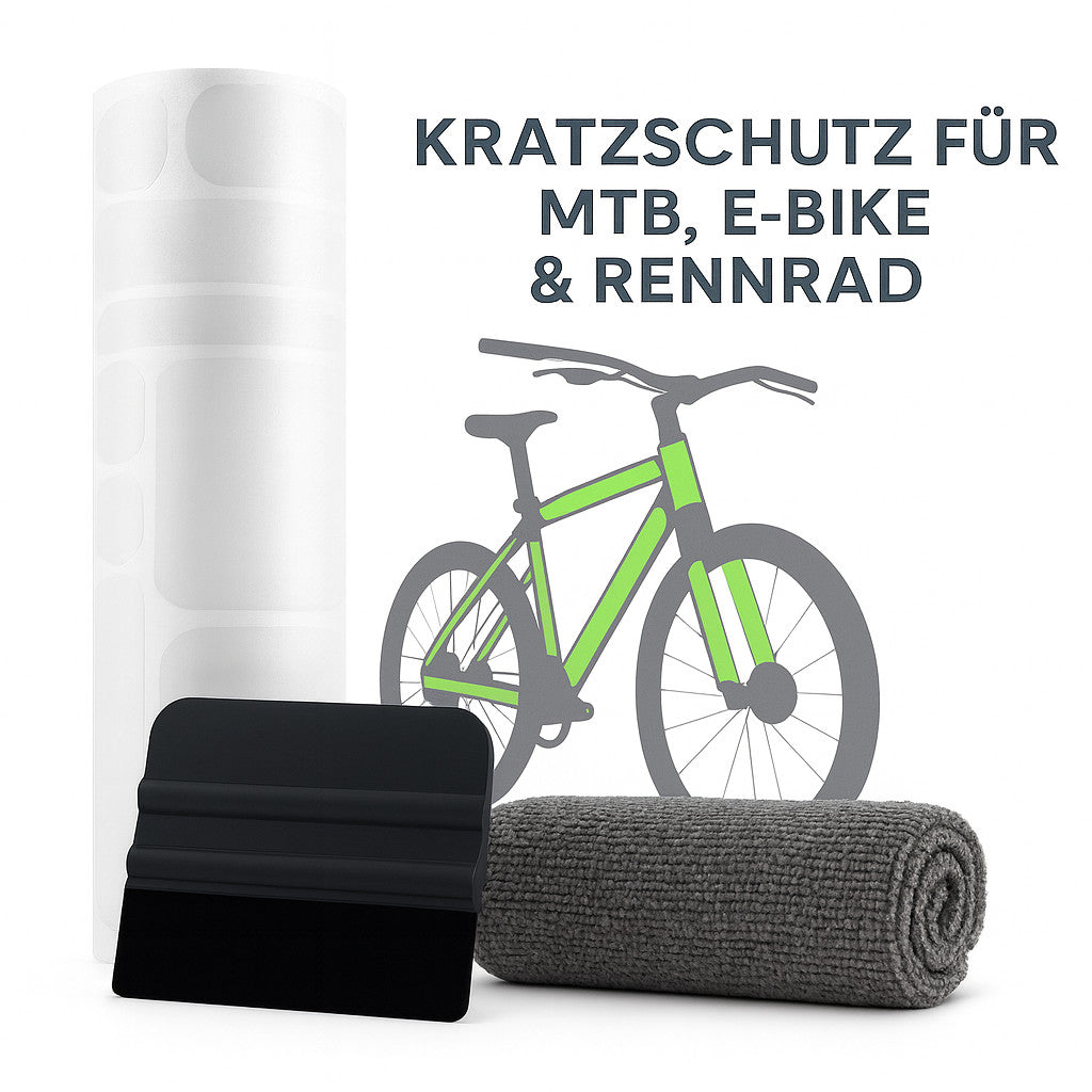 Fahrradrahmen Schutzfolie Set Transparent für MTB, E-Bike & Rennrad Kratzschutz