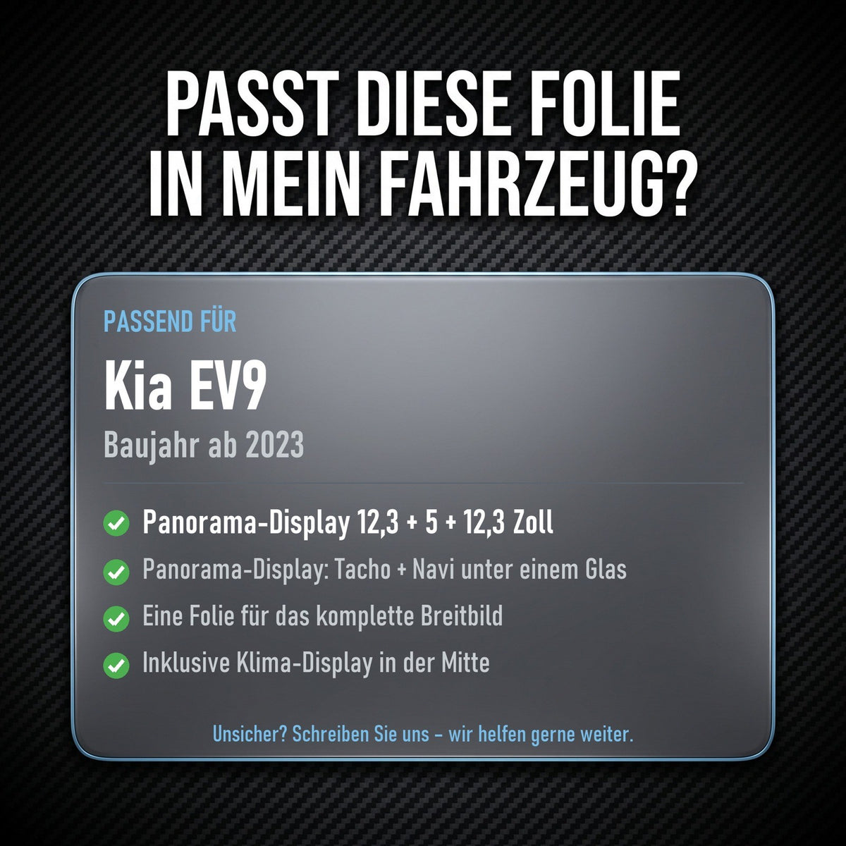 Displayschutzfolie Matt für Kia EV9 ab 2023 Panorama Display 30 Zoll Entspiegelt