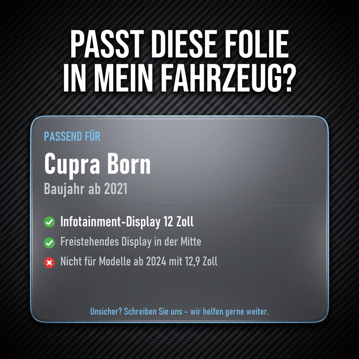 Displayschutzfolie Matt für Cupra Born ab 2021 12 Zoll Navi Anti-Fingerprint