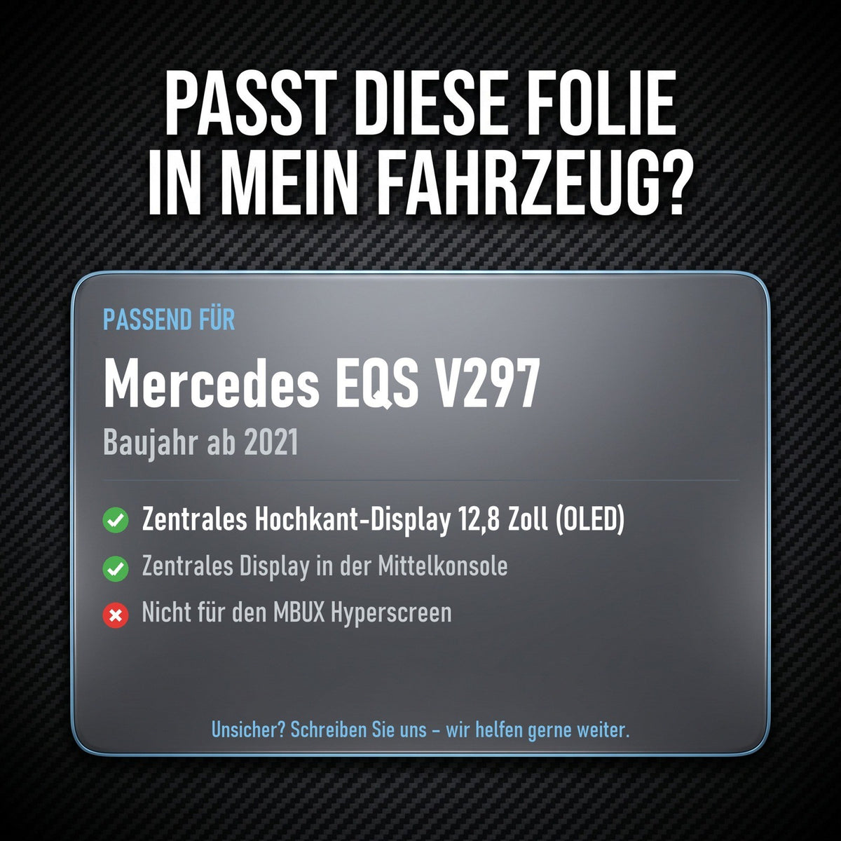 Displayschutzfolie Matt für Mercedes EQS V297 ab 2021 12,8 Zoll OLED Display