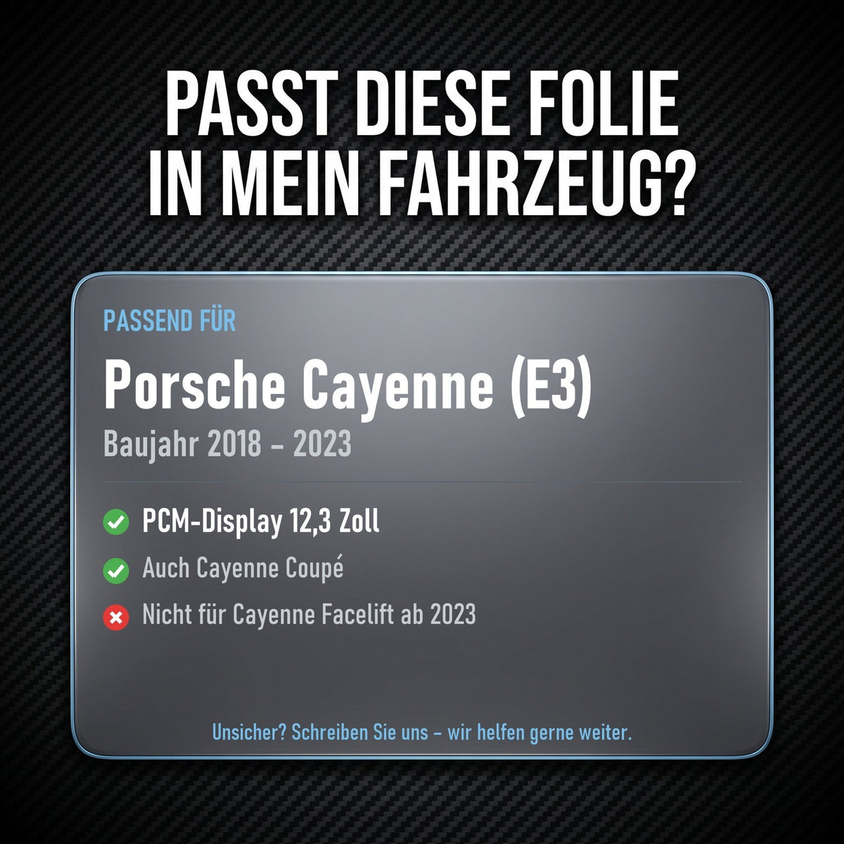 Displayschutzfolie Matt für Porsche Cayenne E3 2018-2023 12,3 Zoll PCM Navi