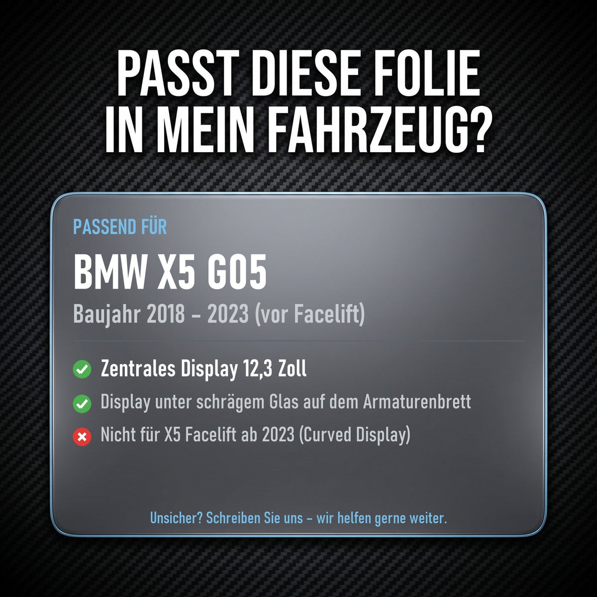 Displayschutzfolie Matt für BMW X5 G05 2018-2023 12,3 Zoll Navi Entspiegelt
