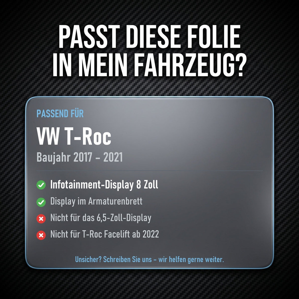 Displayschutzfolie Matt für VW T-Roc 2017-2021 8 Zoll Navi Anti-Fingerprint