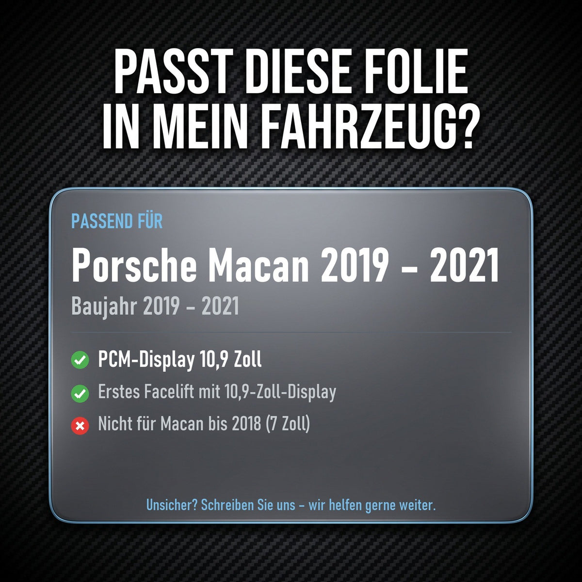 Displayschutzfolie Matt für Porsche Macan 95B 2019-2021 10,9 Zoll PCM Navi