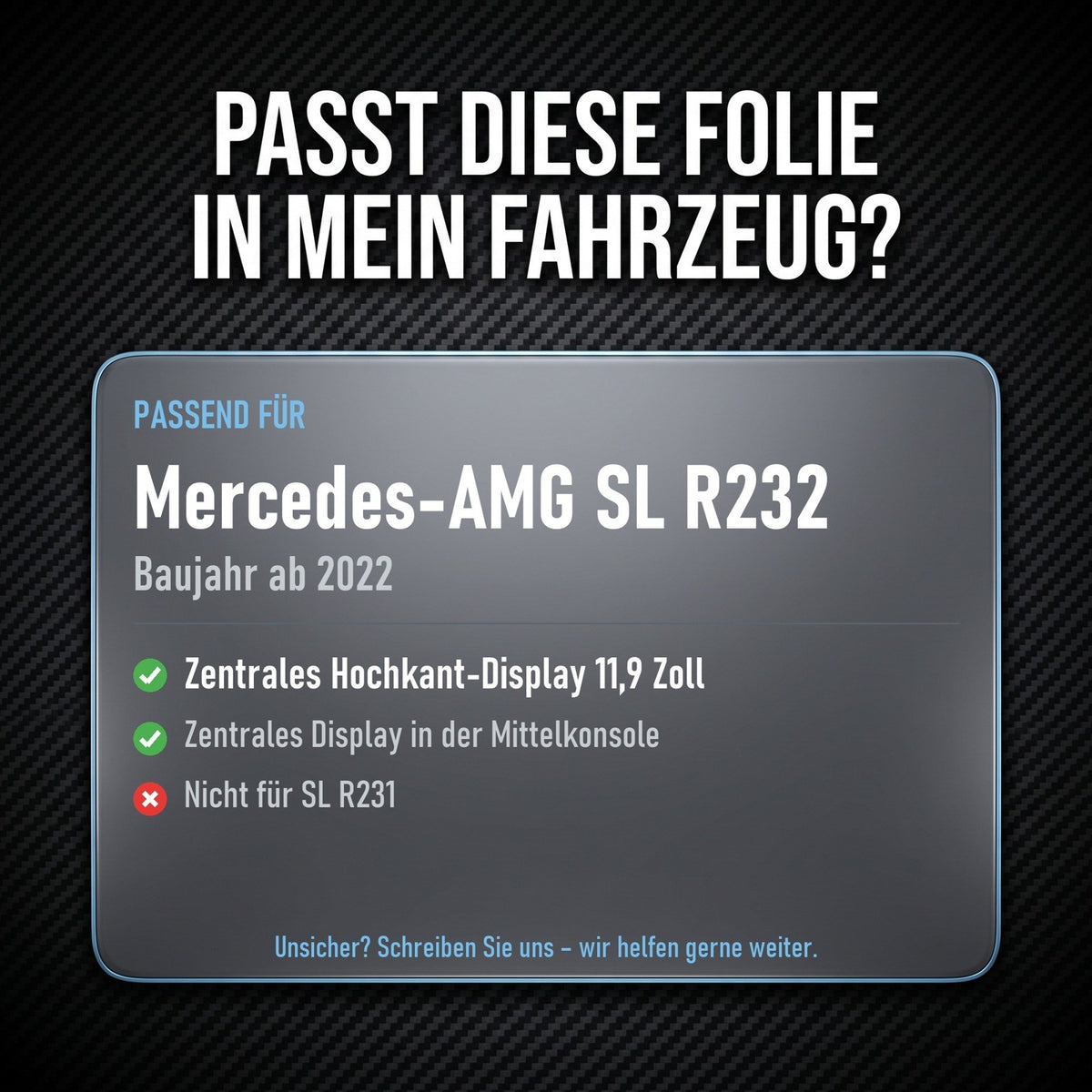 Displayschutzfolie Matt für Mercedes-AMG SL R232 ab 2022 11,9 Zoll Display