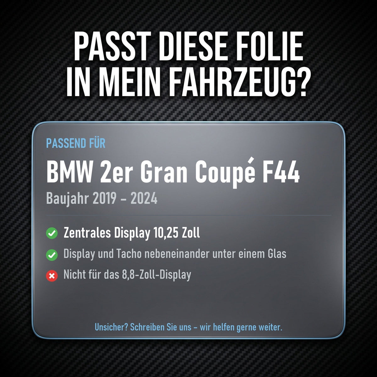 Displayschutzfolie Matt für BMW 2er Gran Coupé F44 10,25 Zoll Navi Entspiegelt