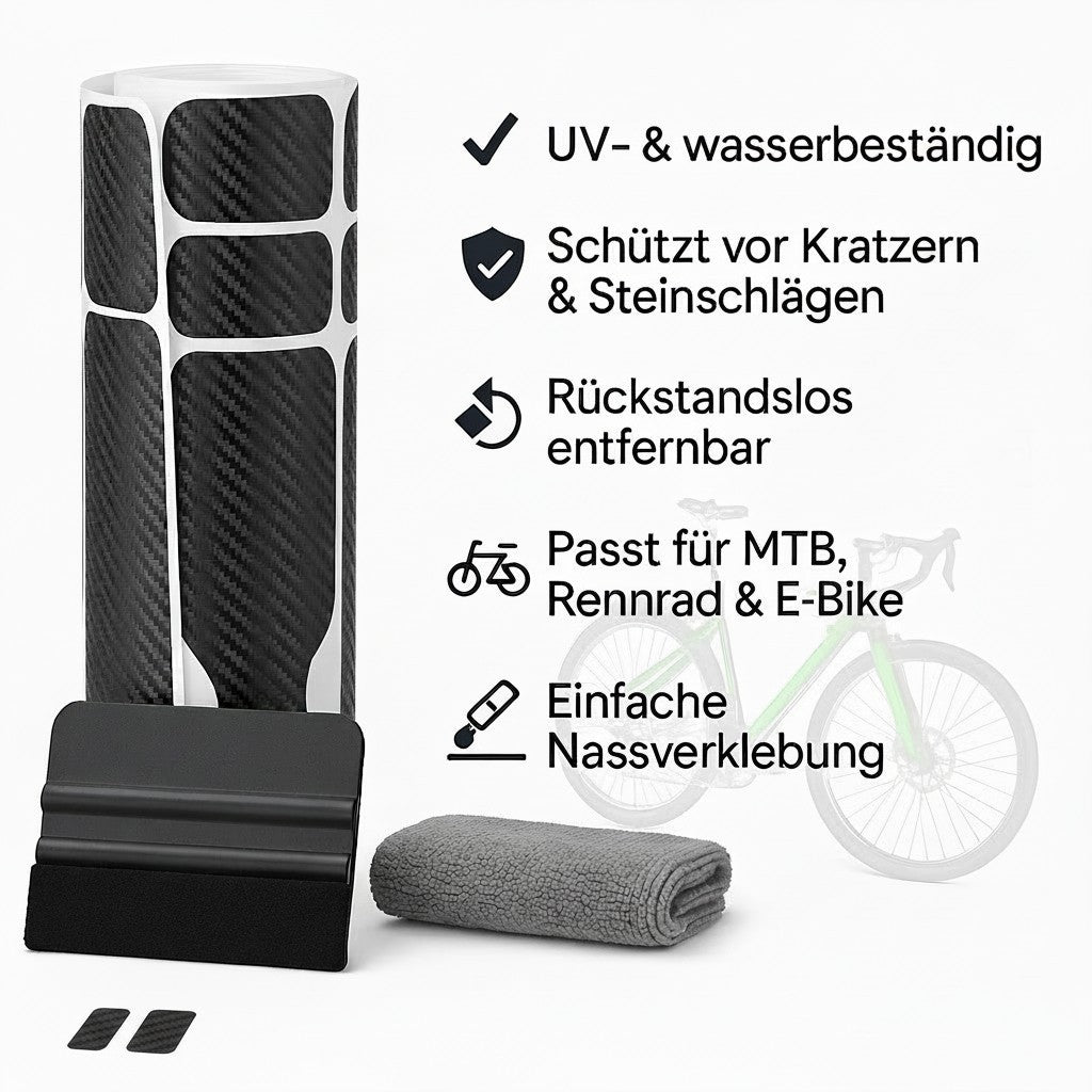Fahrradrahmen Schutzfolie Set Carbon Folie für MTB, E-Bike & Rennrad Kratzschutz