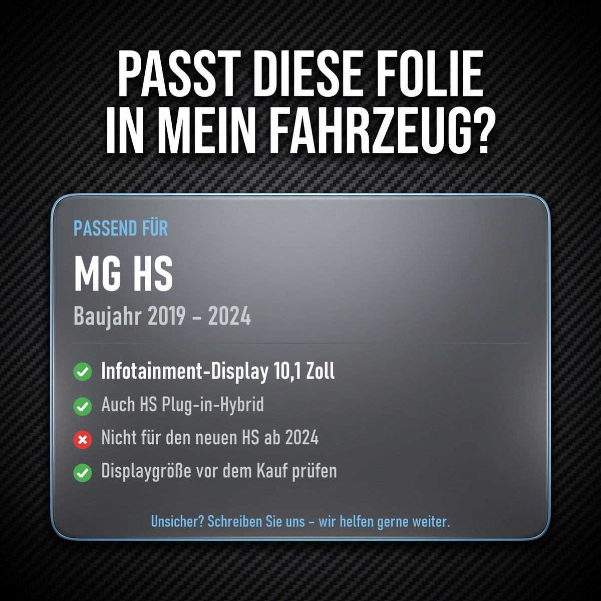 Displayschutzfolie Matt für MG HS 2019-2024 10,1 Zoll Navi Anti-Fingerprint