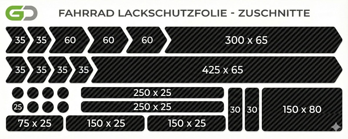 Fahrradrahmen Schutzfolie Set Carbon Folie für MTB, E-Bike & Rennrad Kratzschutz