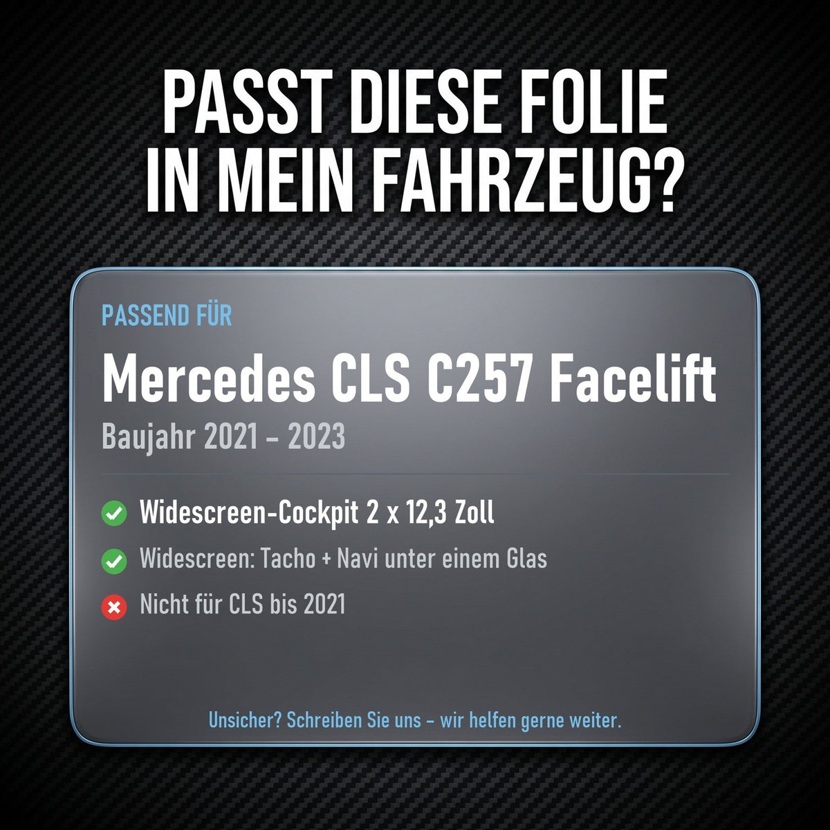 Displayschutzfolie Matt für Mercedes CLS C257 Facelift 2021-2023 Widescreen
