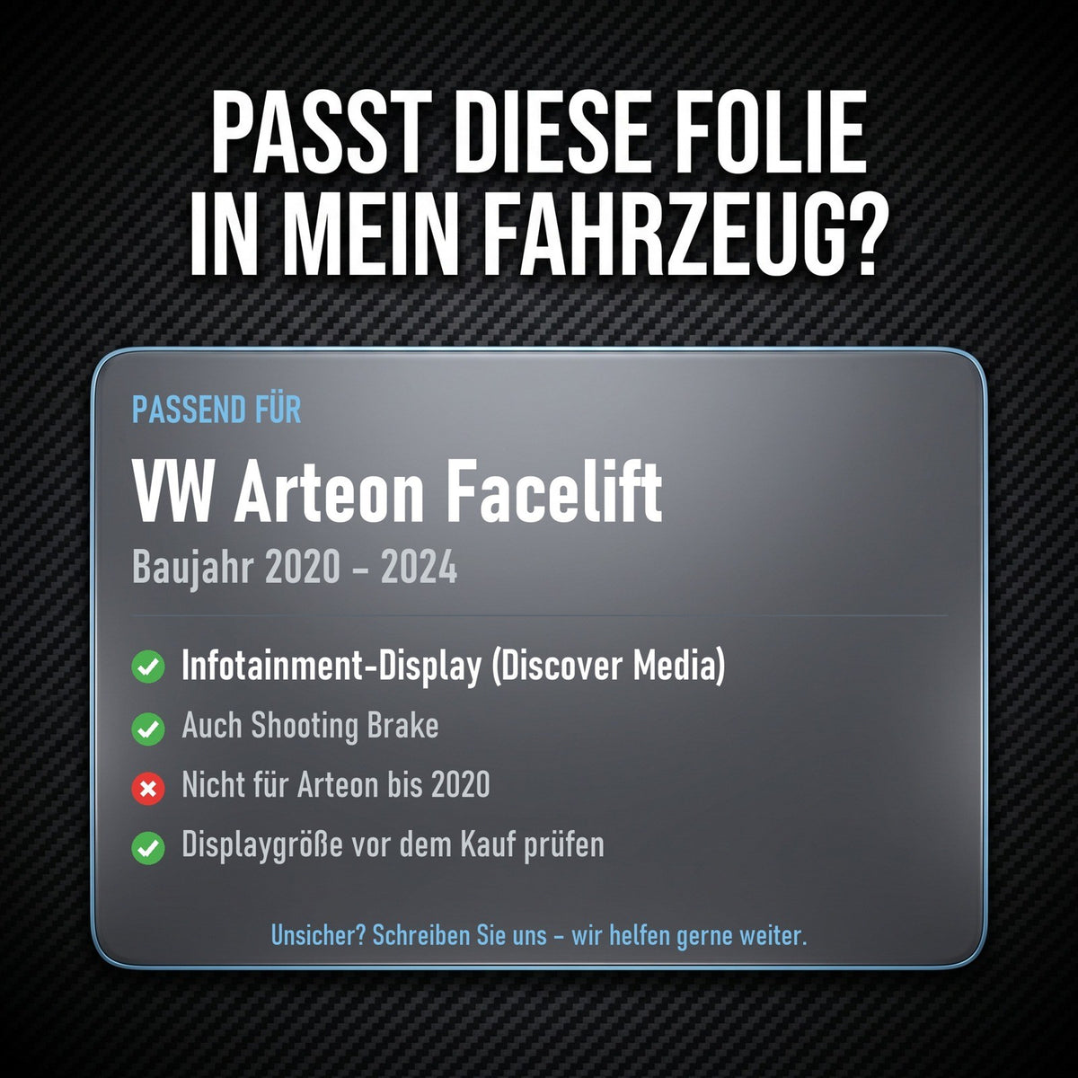 Displayschutzfolie Matt für VW Arteon Facelift 2020-2024 Navi Entspiegelt