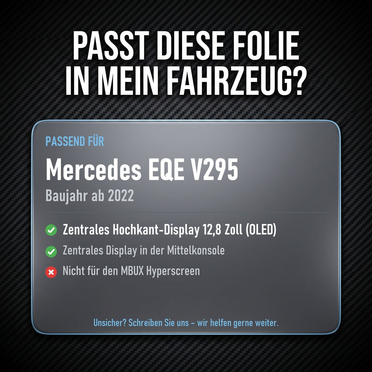 Displayschutzfolie Matt für Mercedes EQE V295 ab 2022 12,8 Zoll OLED Display