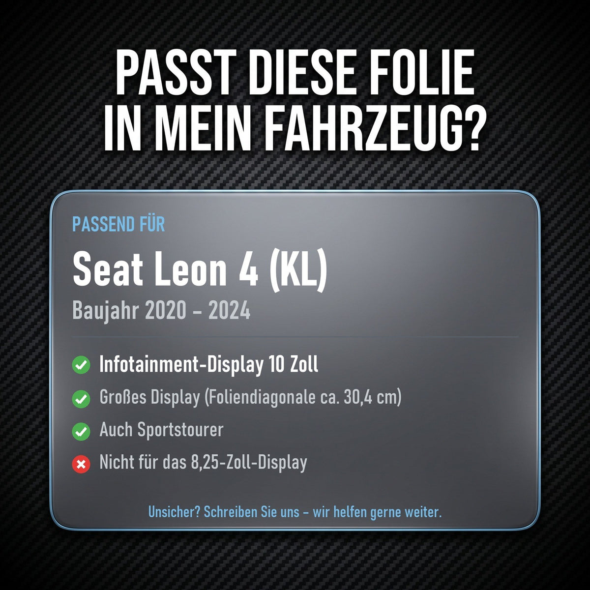 Displayschutzfolie Matt für Seat Leon 4 KL 2020-2024 10 Zoll Navi Entspiegelt