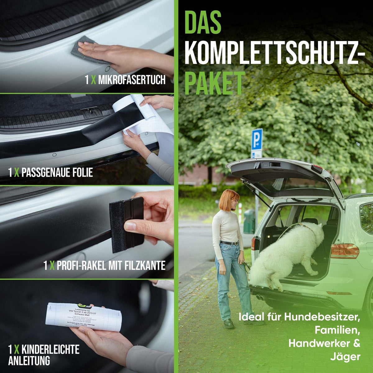 Ladekantenschutz passend für Fiat Abarth 595 ab 2012 Schwarz Matt Lackschutz