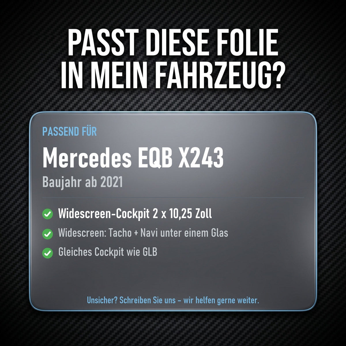 Displayschutzfolie Matt für Mercedes EQB X243 ab 2021 Widescreen 10,25 Zoll