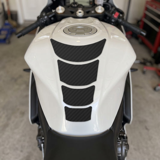 Tankpad Motorrad Tankschutz Segmente 140x220 mm Carbon Optik + Rakel Set