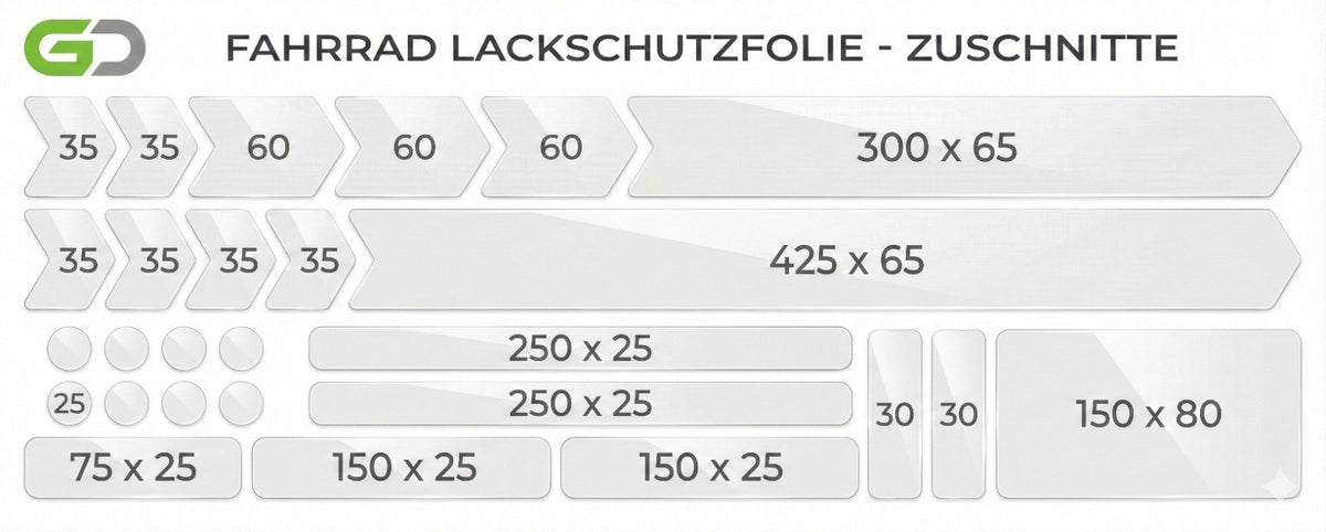 Fahrradrahmen Schutzfolie Set Transparent für MTB, E-Bike & Rennrad Kratzschutz