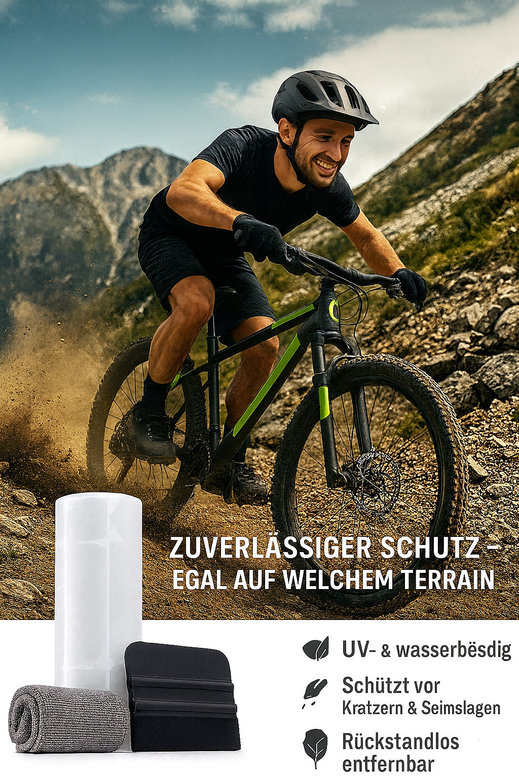 Fahrradrahmen Schutzfolie Set Transparent für MTB, E-Bike & Rennrad Kratzschutz