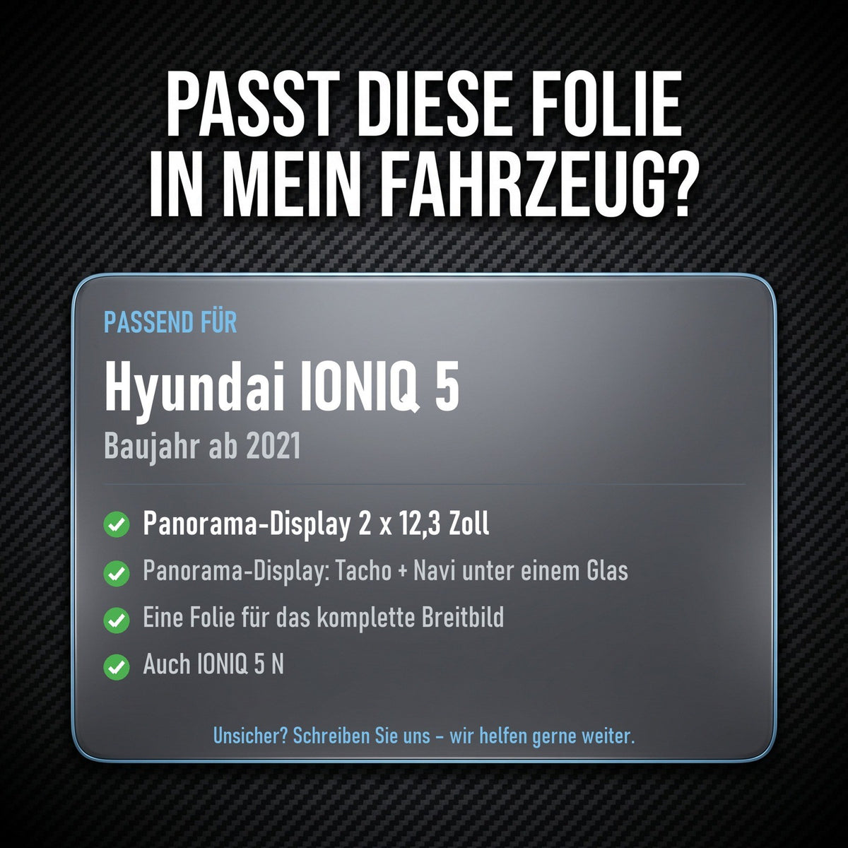 Displayschutzfolie Matt für Hyundai IONIQ 5 ab 2021 Panorama Display 12,3 Zoll