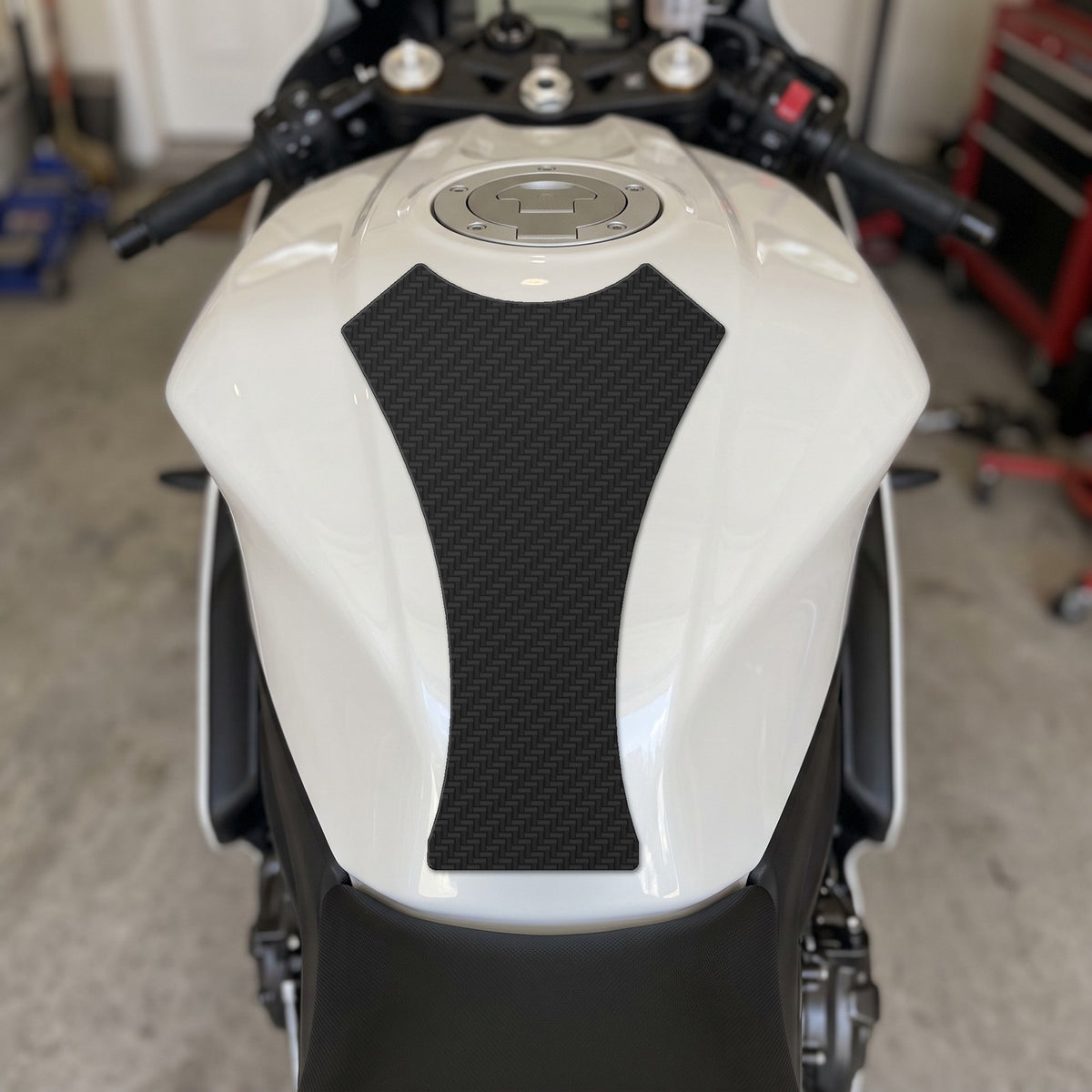 Tankpad Motorrad Tankschutz Kelch 140x235 mm Carbon Optik + Rakel Set