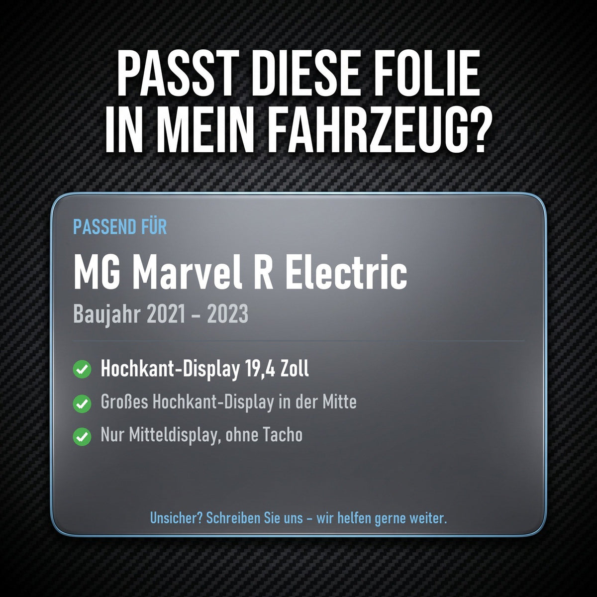Displayschutzfolie Matt für MG Marvel R Electric 2021-2023 19,4 Zoll Navi