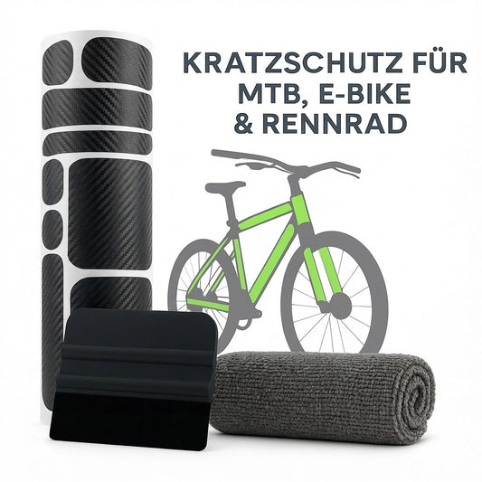 Fahrradrahmen Schutzfolie Set Carbon Folie für MTB, E-Bike & Rennrad Kratzschutz
