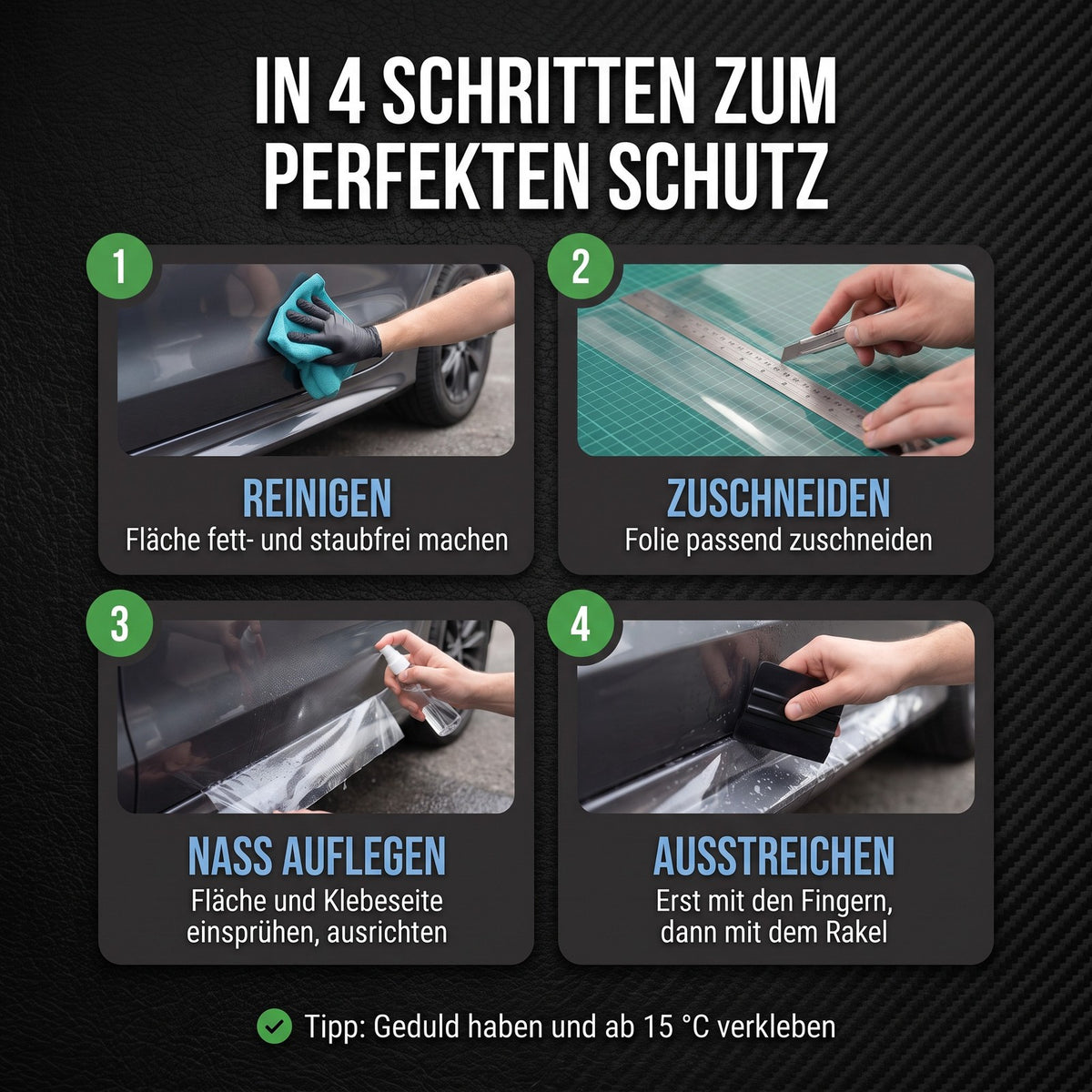 GD-Shield Lackschutzfolie 32,5cm x 1,50m Rolle Transparent TPU Selbstheilend Set
