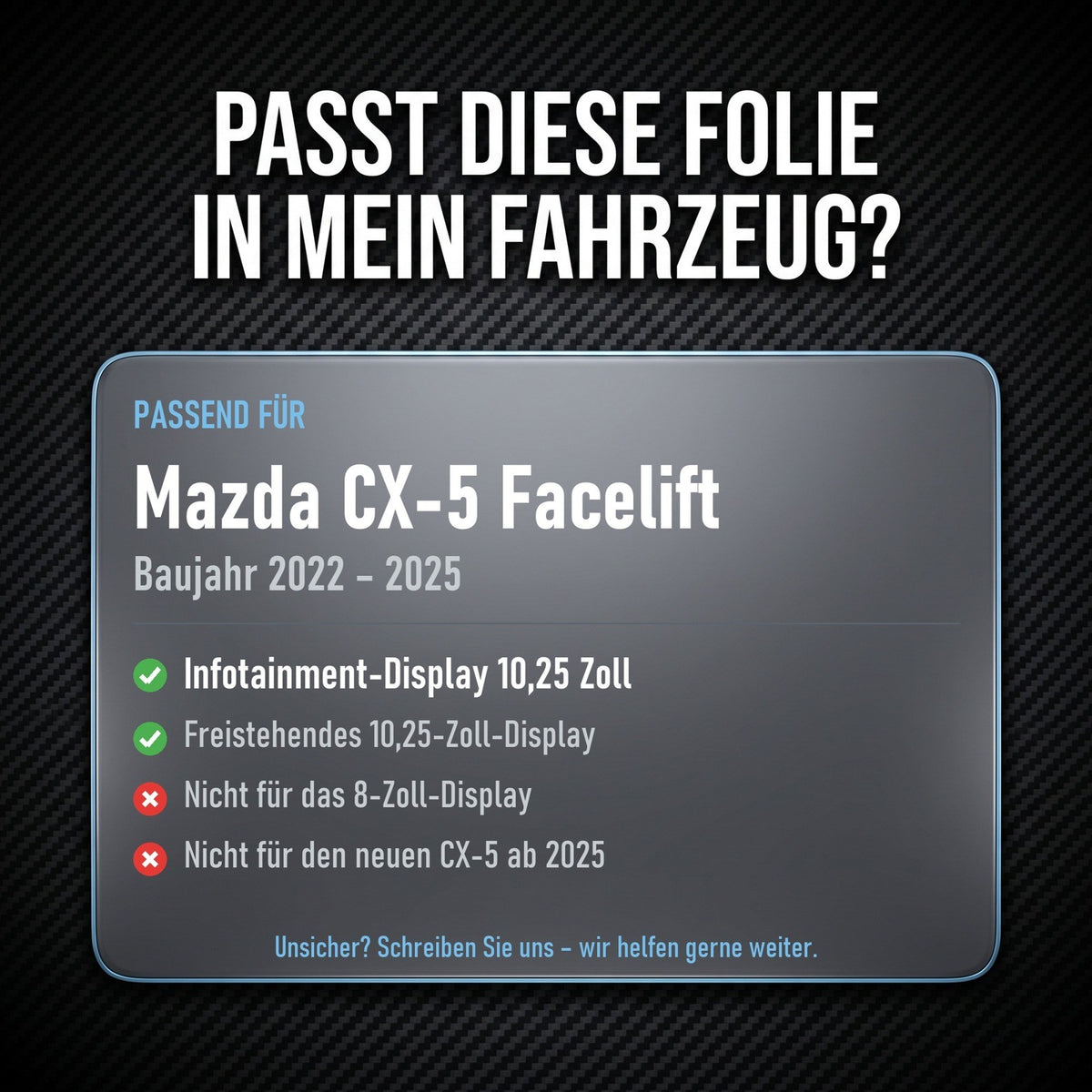 Displayschutzfolie Matt für Mazda CX-5 KF Facelift 2022-2025 10,25 Zoll Navi