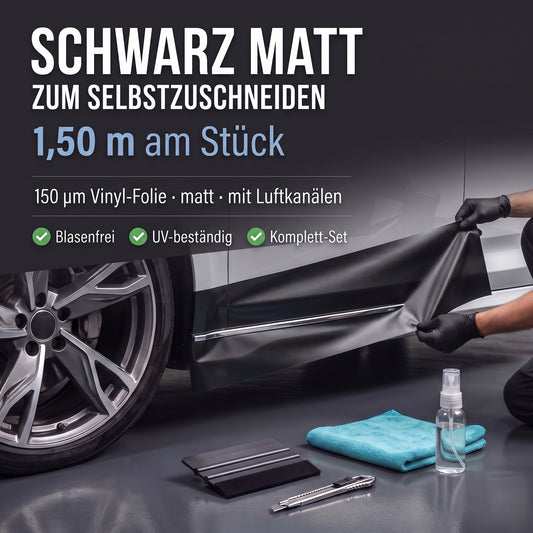 GD-Shield Lackschutzfolie 10cm x 1,50m Schwarz Matt Vinyl Luftkanäle Set