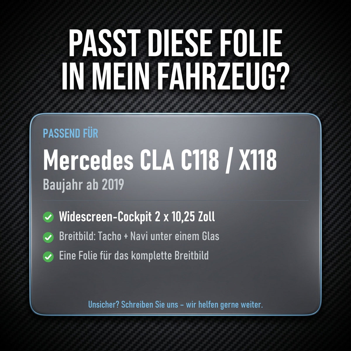Displayschutzfolie Matt für Mercedes CLA C118 X118 ab 2019 Widescreen Display