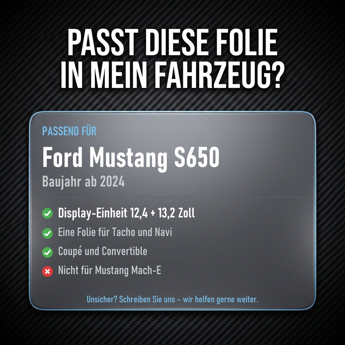 Displayschutzfolie Matt für Ford Mustang S650 ab 2024 Tacho + Navi Display