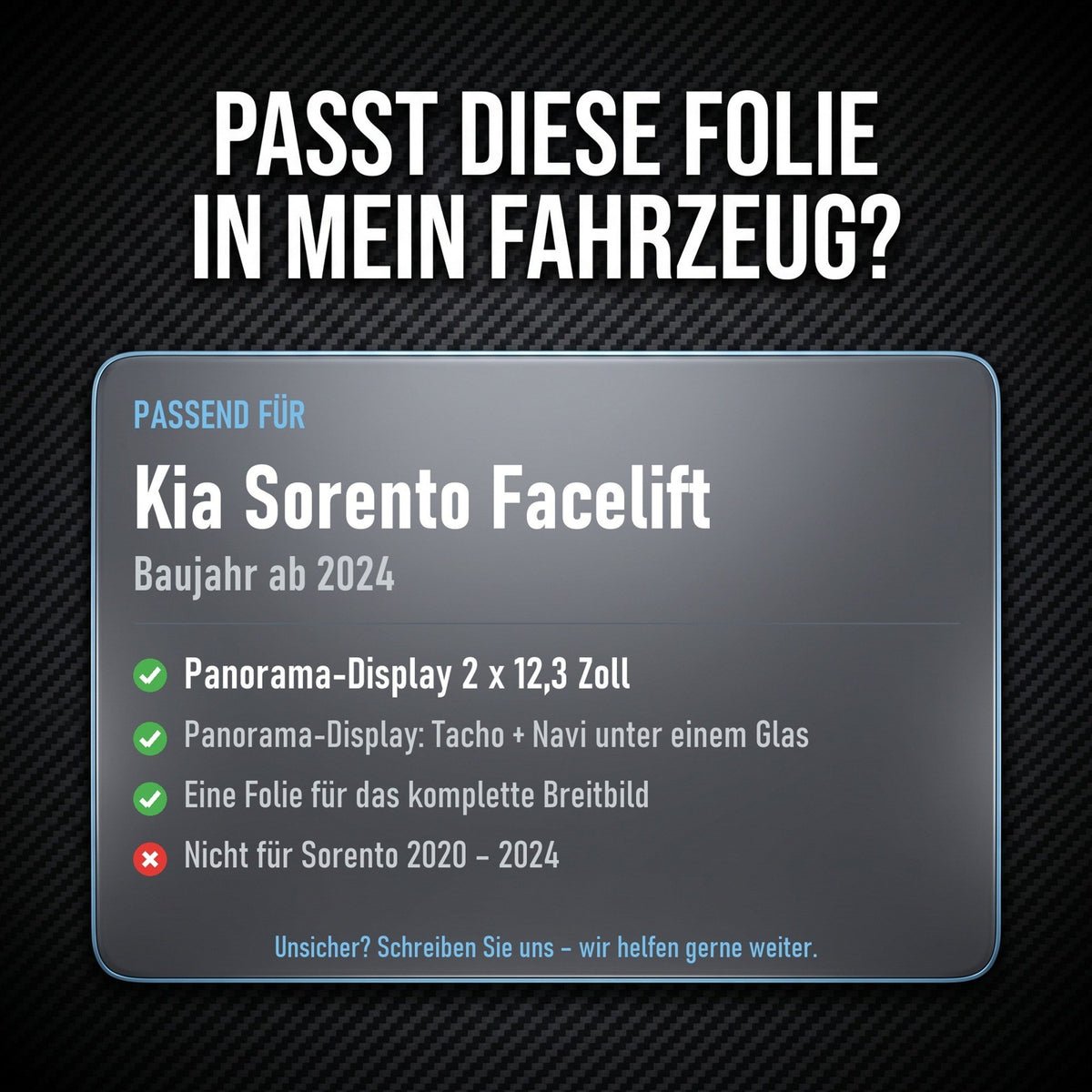 Displayschutzfolie Matt für Kia Sorento MQ4 Facelift ab 2024 Panorama Display