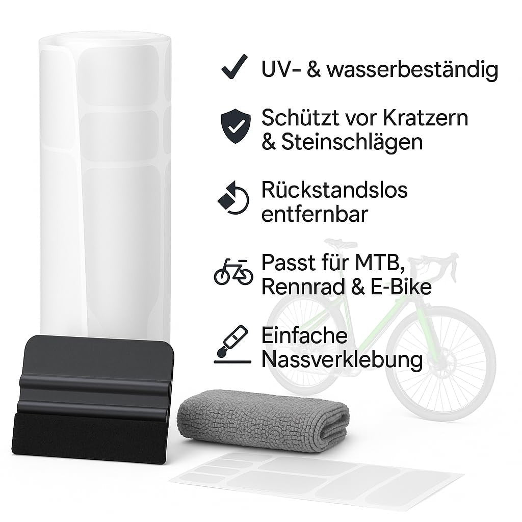 Fahrradrahmen Schutzfolie Set Transparent Matt für MTB, E-Bike & Rennrad