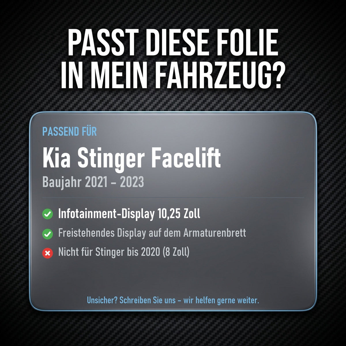 Displayschutzfolie Matt für Kia Stinger Facelift 2021-2023 10,25 Zoll Navi