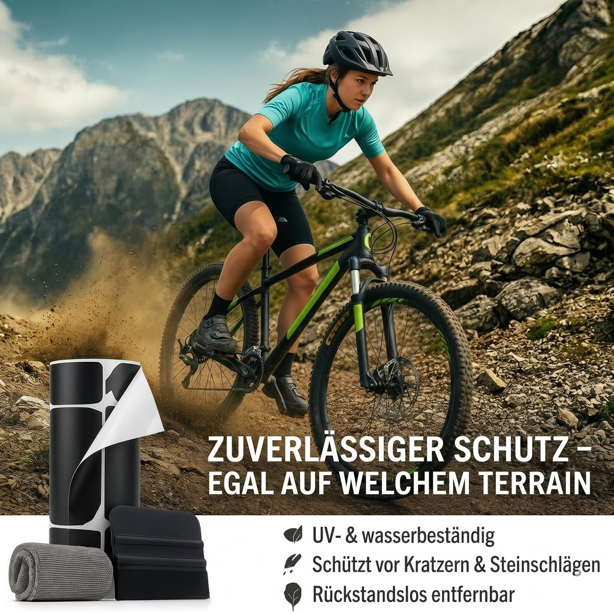 Fahrradrahmen Schutzfolie Set Schwarz Matt für MTB, E-Bike & Rennrad Kratzschutz