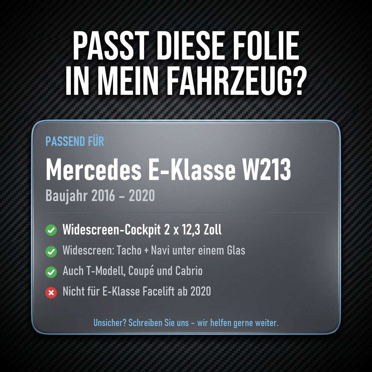 Displayschutzfolie Matt für Mercedes E-Klasse W213 2016-2020 Widescreen 12,3