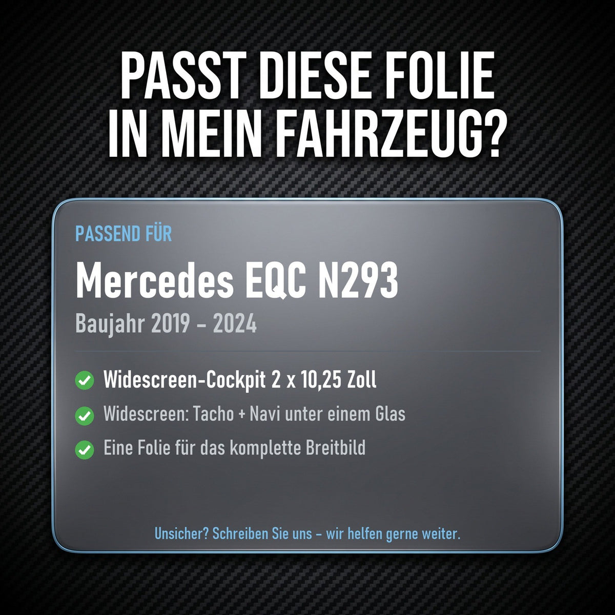 Displayschutzfolie Matt für Mercedes EQC N293 2019-2024 Widescreen 10,25 Zoll