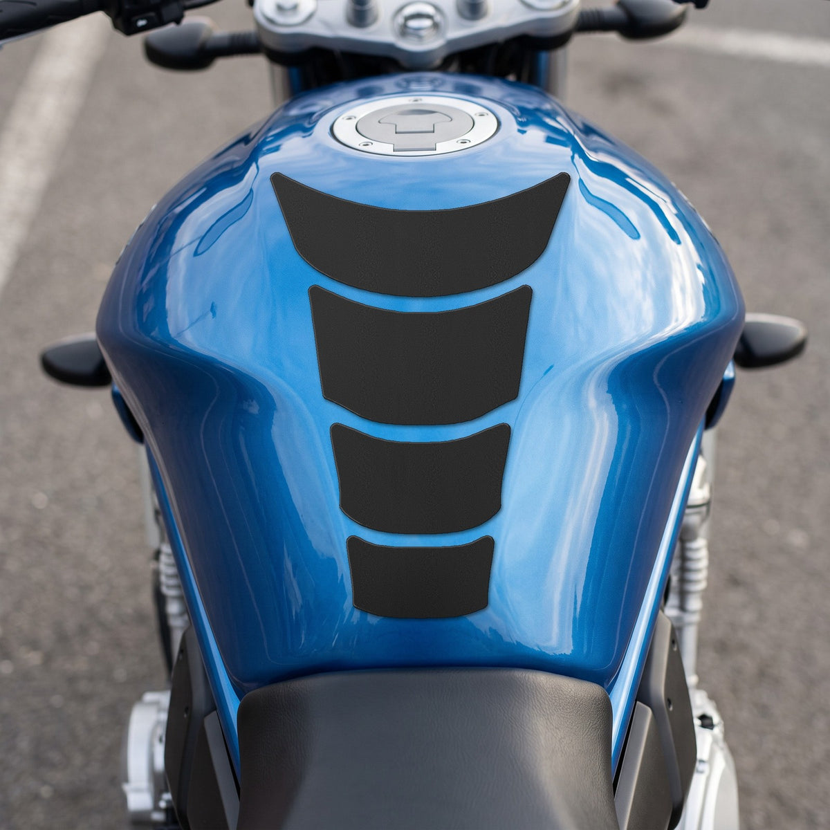 Tankpad Motorrad Tankschutz Segmente 140x220 mm Schwarz Matt + Rakel Set