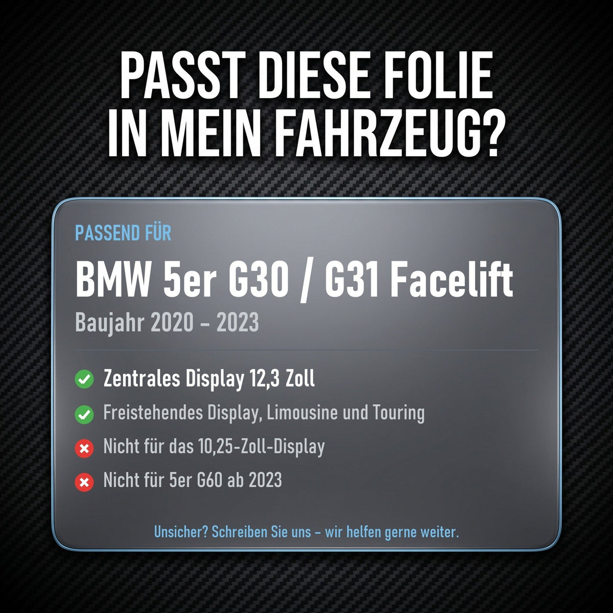 Displayschutzfolie Matt für BMW 5er G30 G31 Facelift 2020-2023 12,3 Zoll Navi