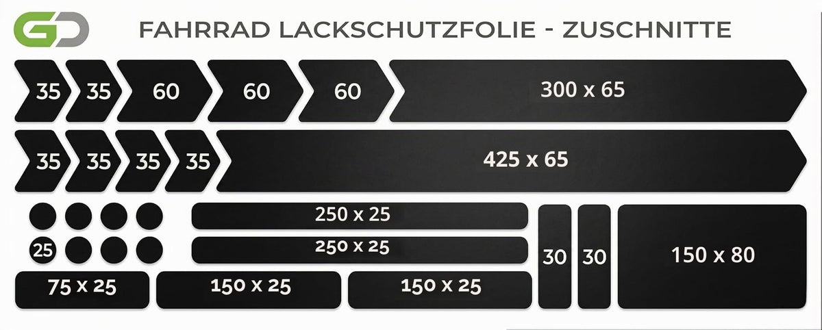 Fahrradrahmen Schutzfolie Set Schwarz Matt für MTB, E-Bike & Rennrad Kratzschutz