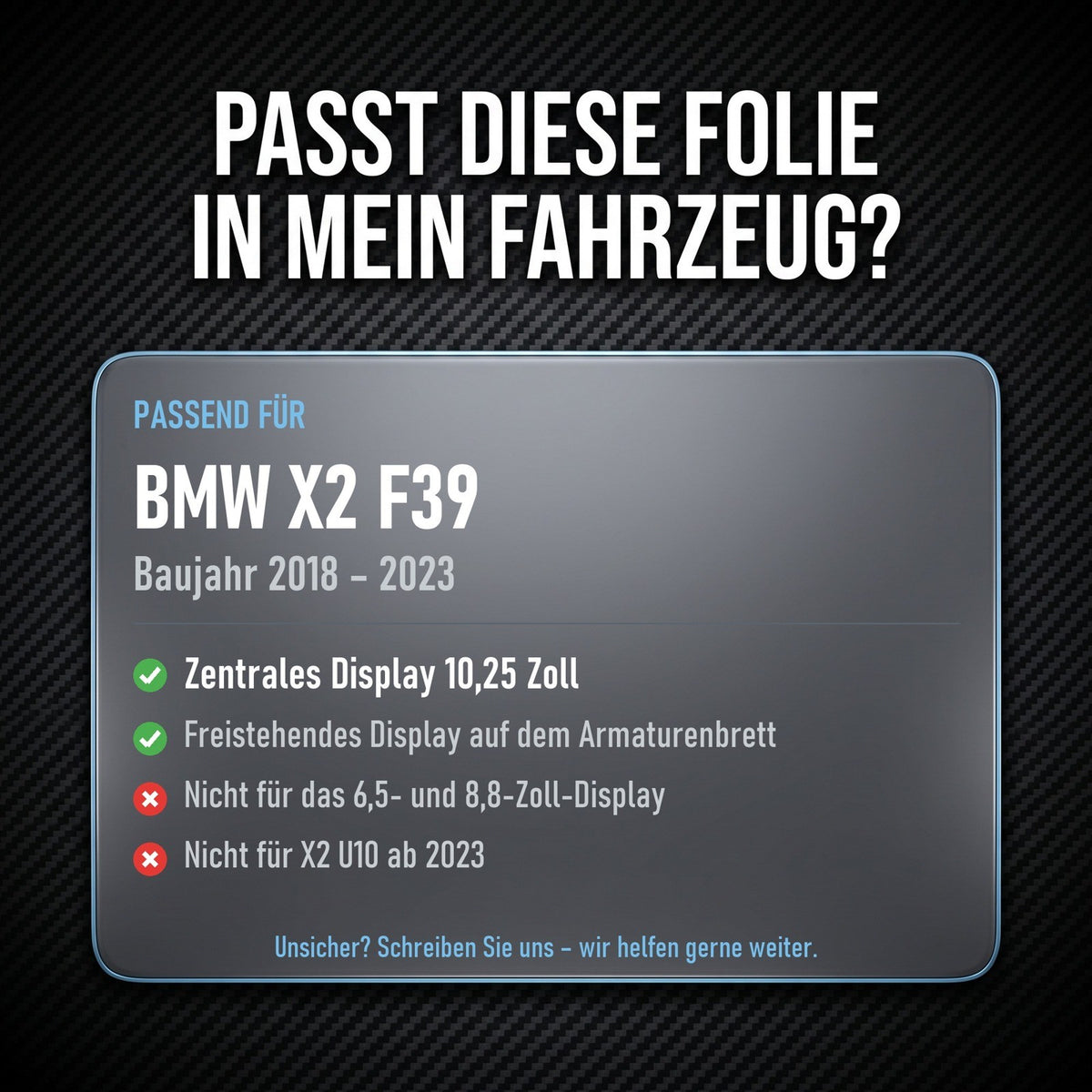 Displayschutzfolie Matt für BMW X2 F39 2018-2023 10,25 Zoll Navi Entspiegelt