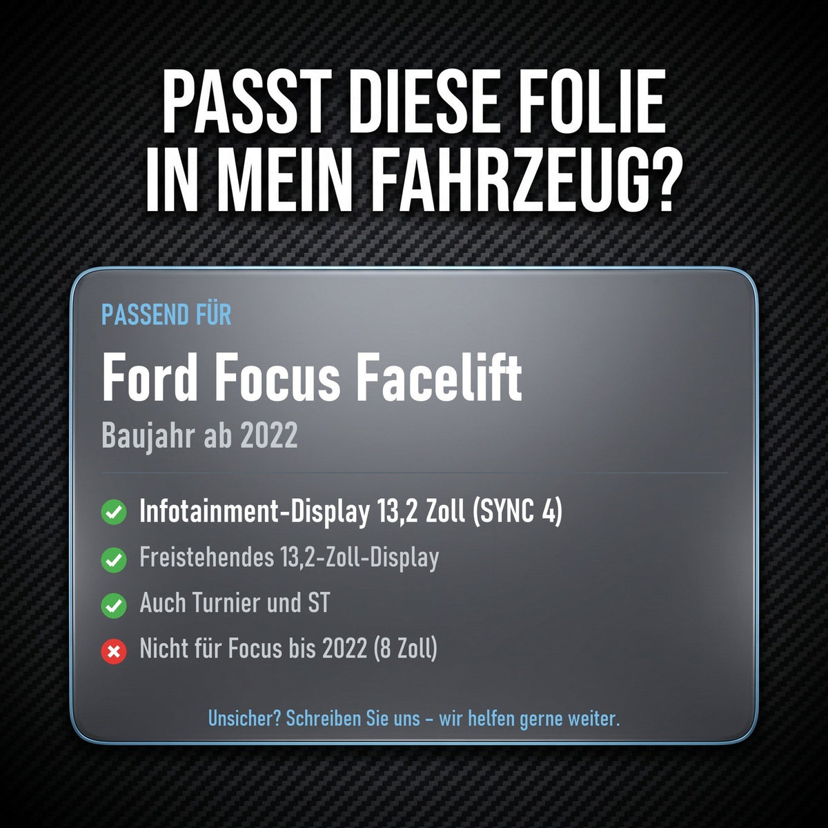 Displayschutzfolie Matt für Ford Focus Facelift ab 2022 13,2 Zoll SYNC 4 Navi
